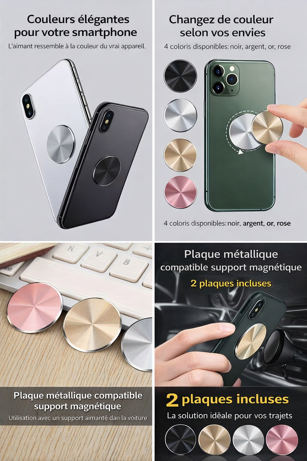 Plaques magnétiques élégantes pour smartphones