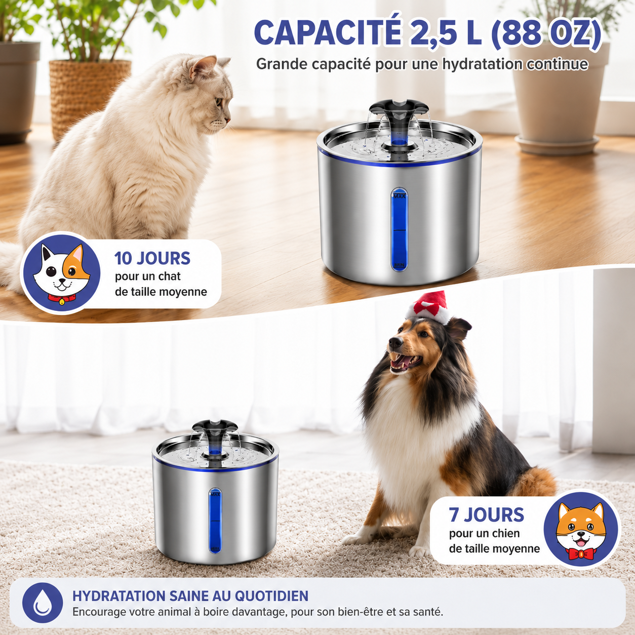 Fontaine à eau automatique pour chat 2,5 L – Image 4