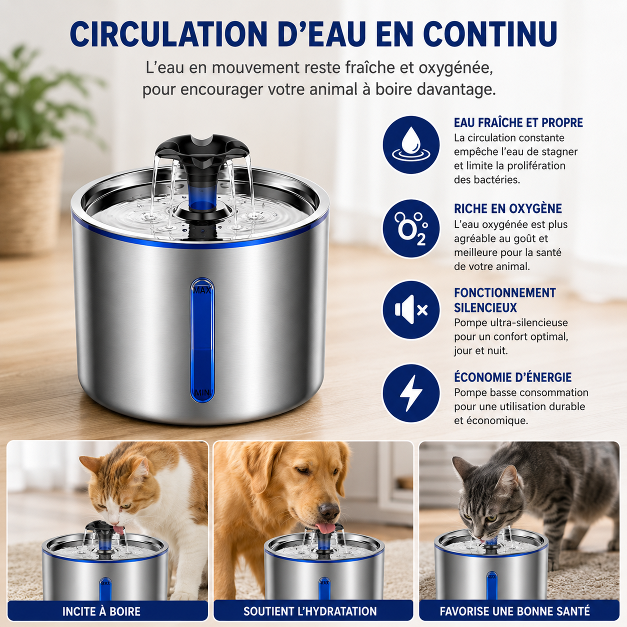 Fontaine à eau automatique pour chat 2,5 L – Image 10