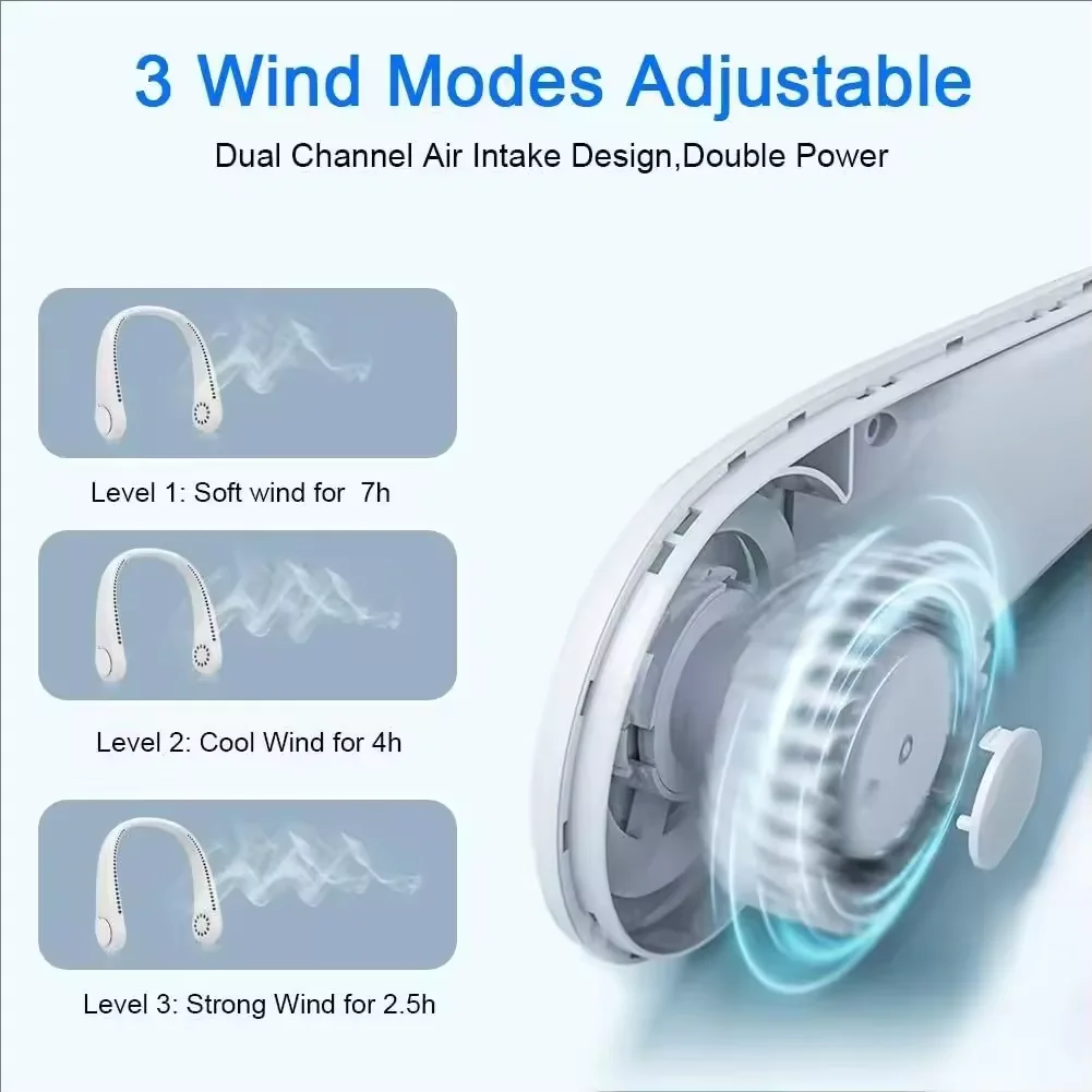 Ventilateur de cou mains libres, portable, rechargeable par USB – Image 4