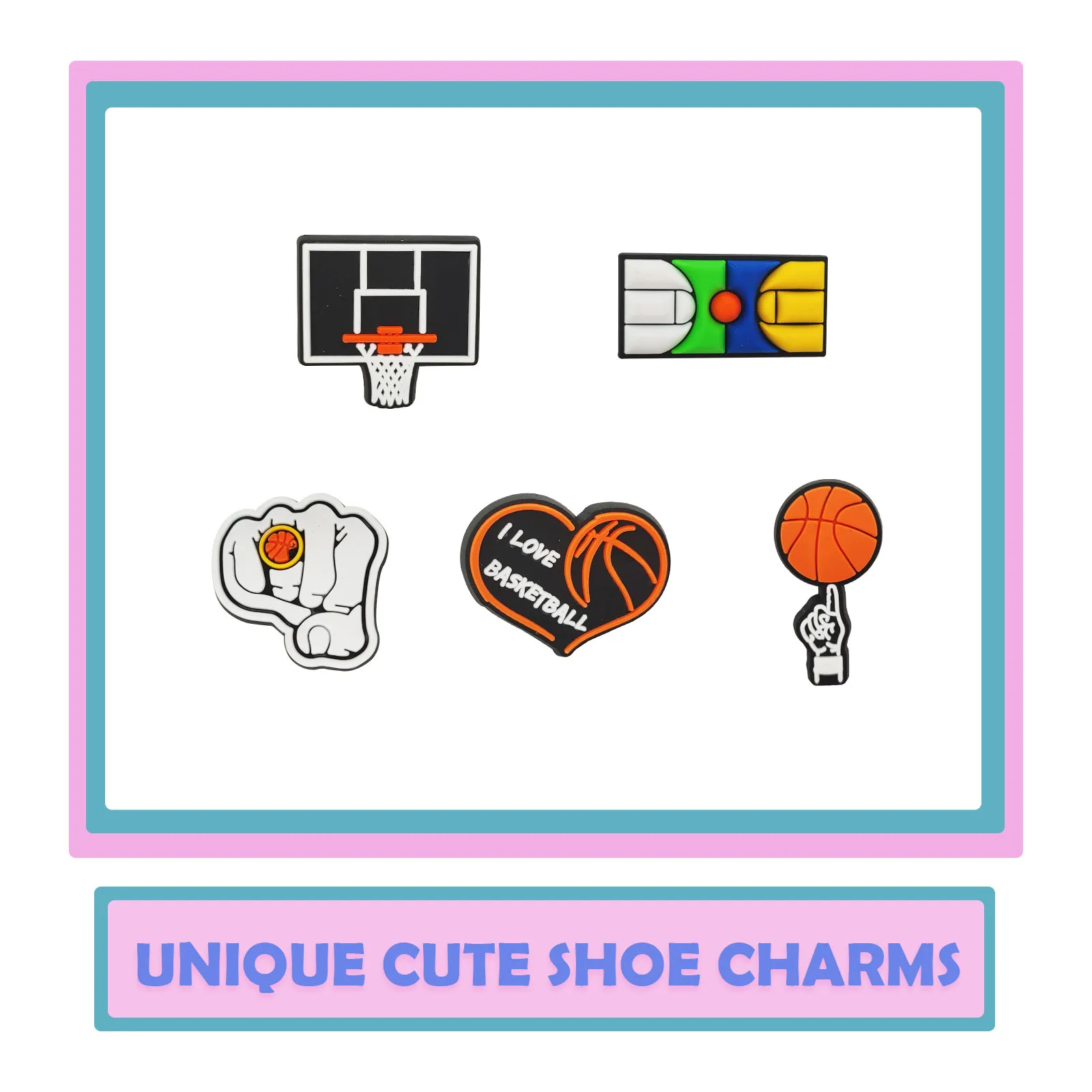 Décorations sur le thème du basket-ball, 24 pièces, breloques de chaussures pour sandales à diapositives à bulles Crocs, accessoires de chaussures en PVC pour cadeau d'anniversaire – Image 3