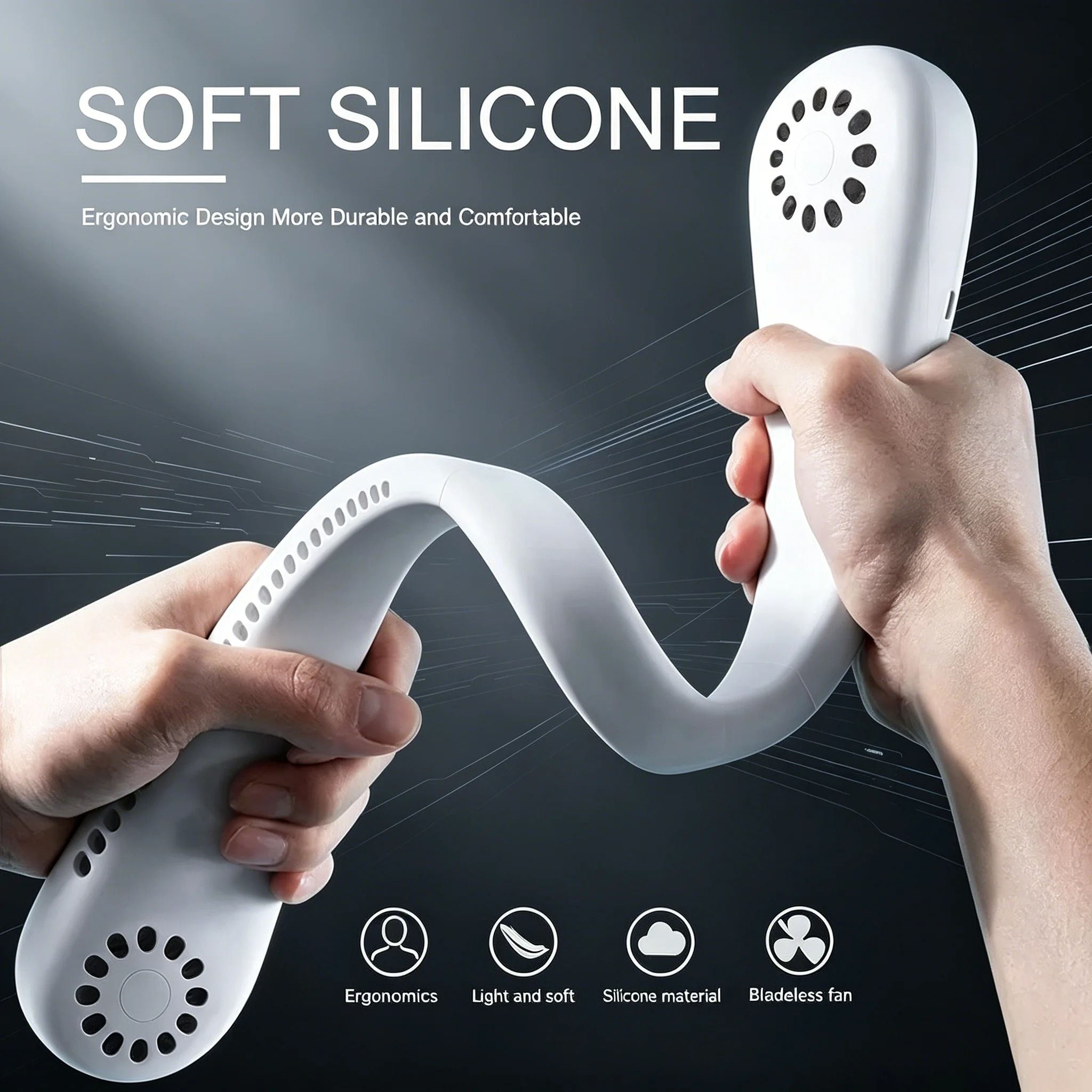 Ventilateur de cou mains libres, portable, rechargeable par USB – Image 2