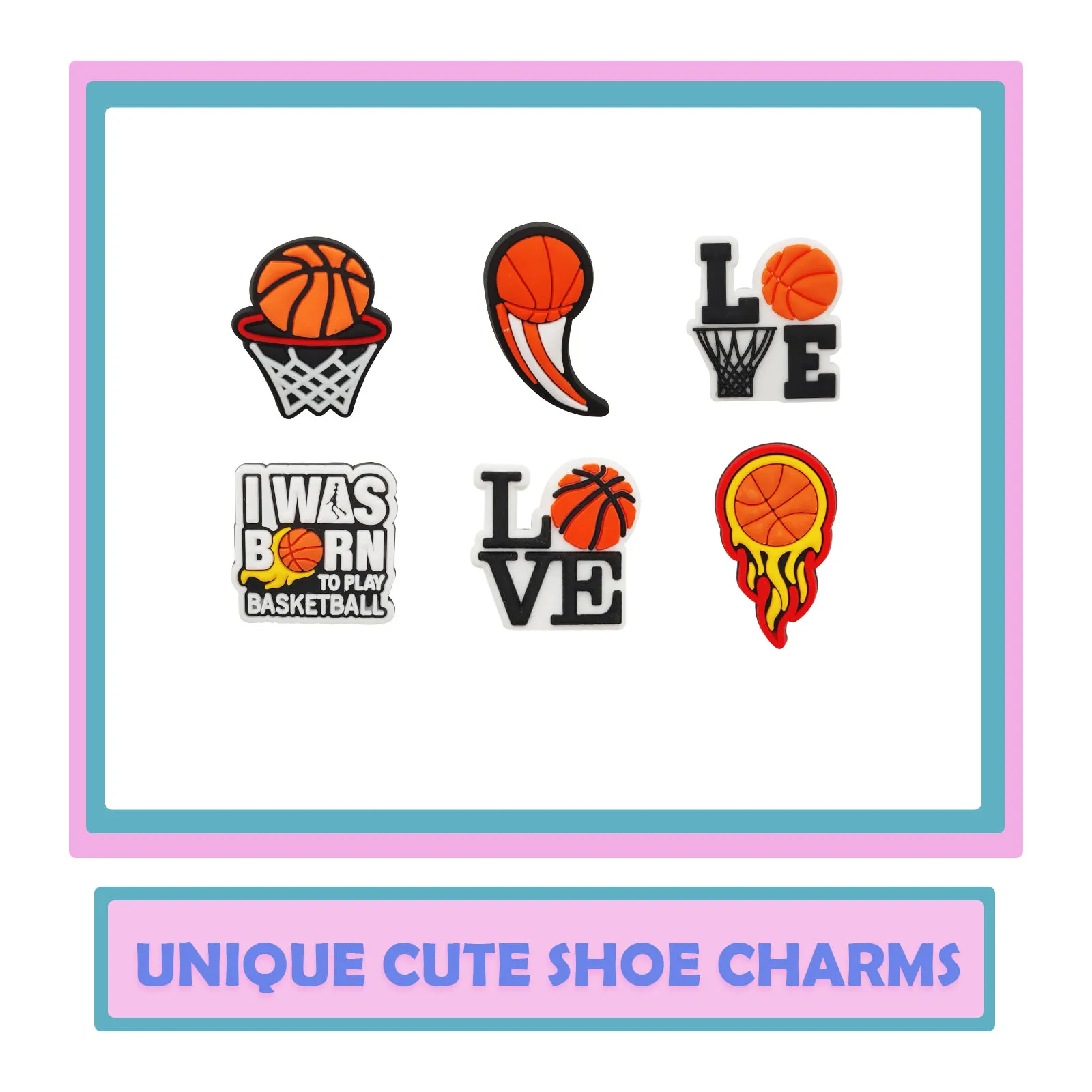 Décorations sur le thème du basket-ball, 24 pièces, breloques de chaussures pour sandales à diapositives à bulles Crocs, accessoires de chaussures en PVC pour cadeau d'anniversaire – Image 2